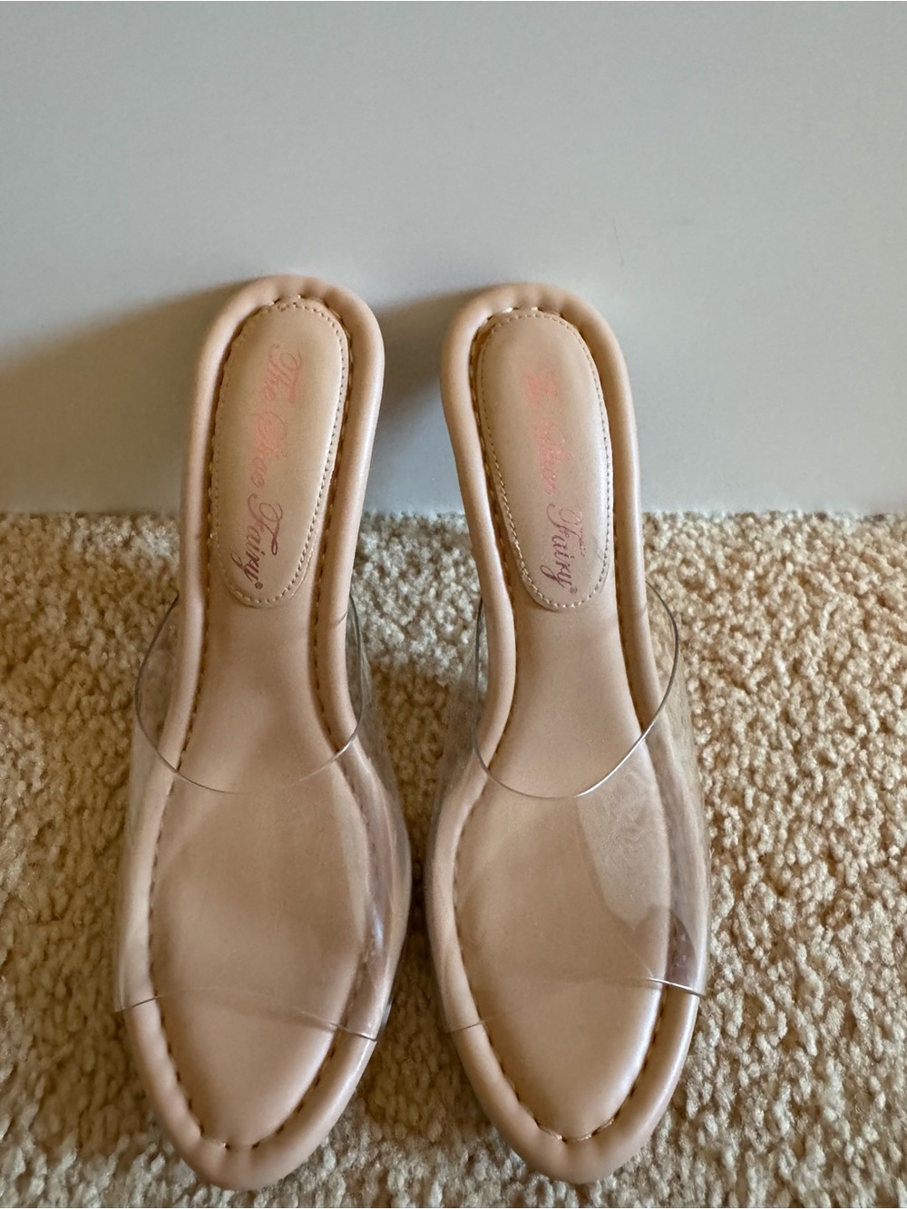 Clear Strap Nude Slip-On Heels